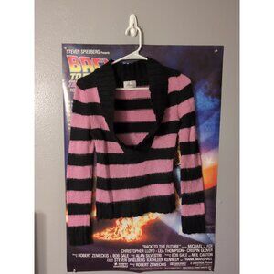 Chesley Pink Black Striped Long Sleeve Sweater Size S